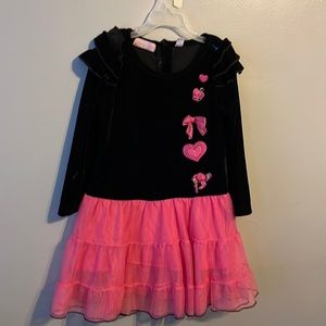 Kids Headquarters, Velour Top Pink and Black Dress size 4T